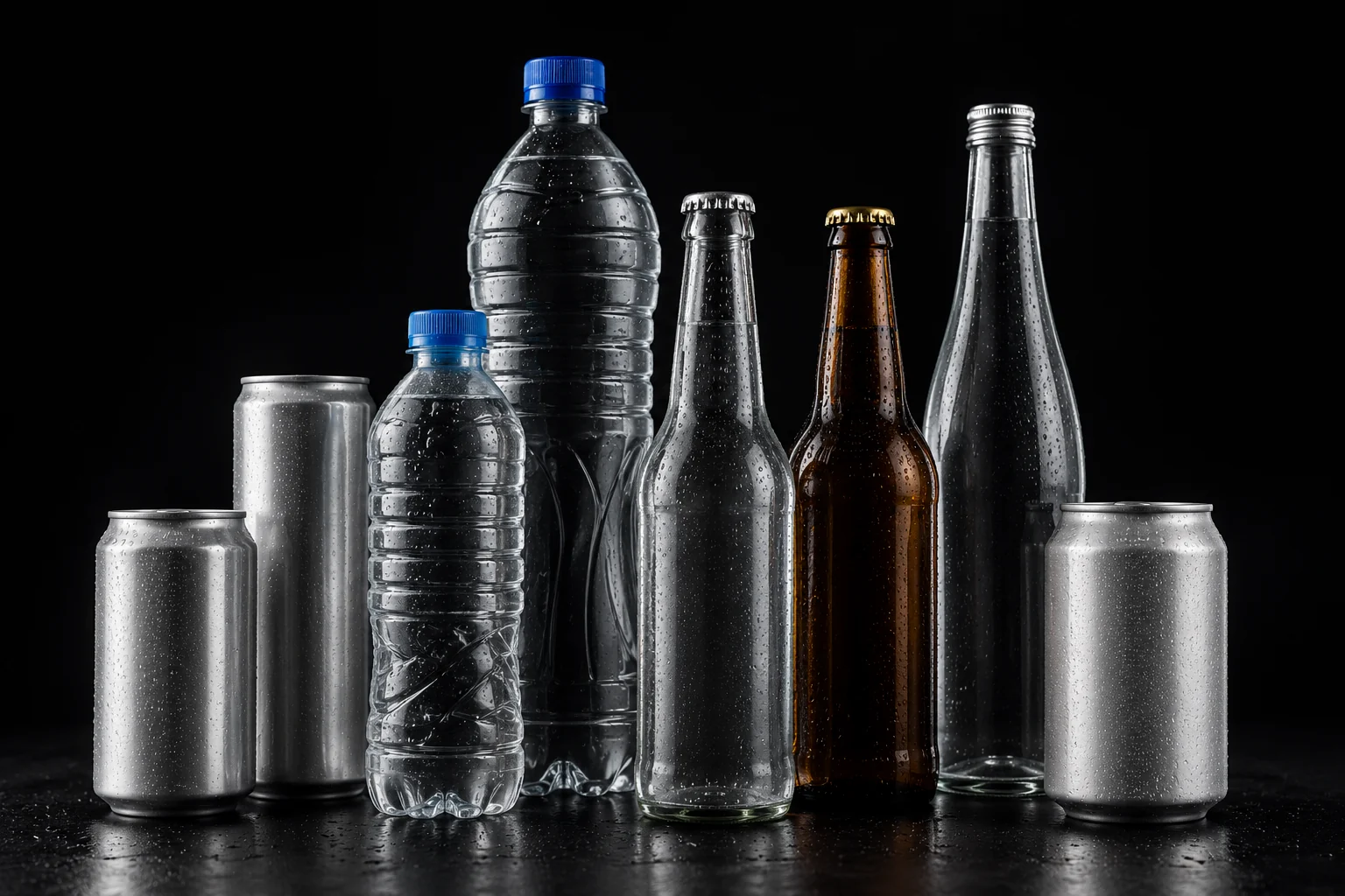 Assorted bottles and beverage containers